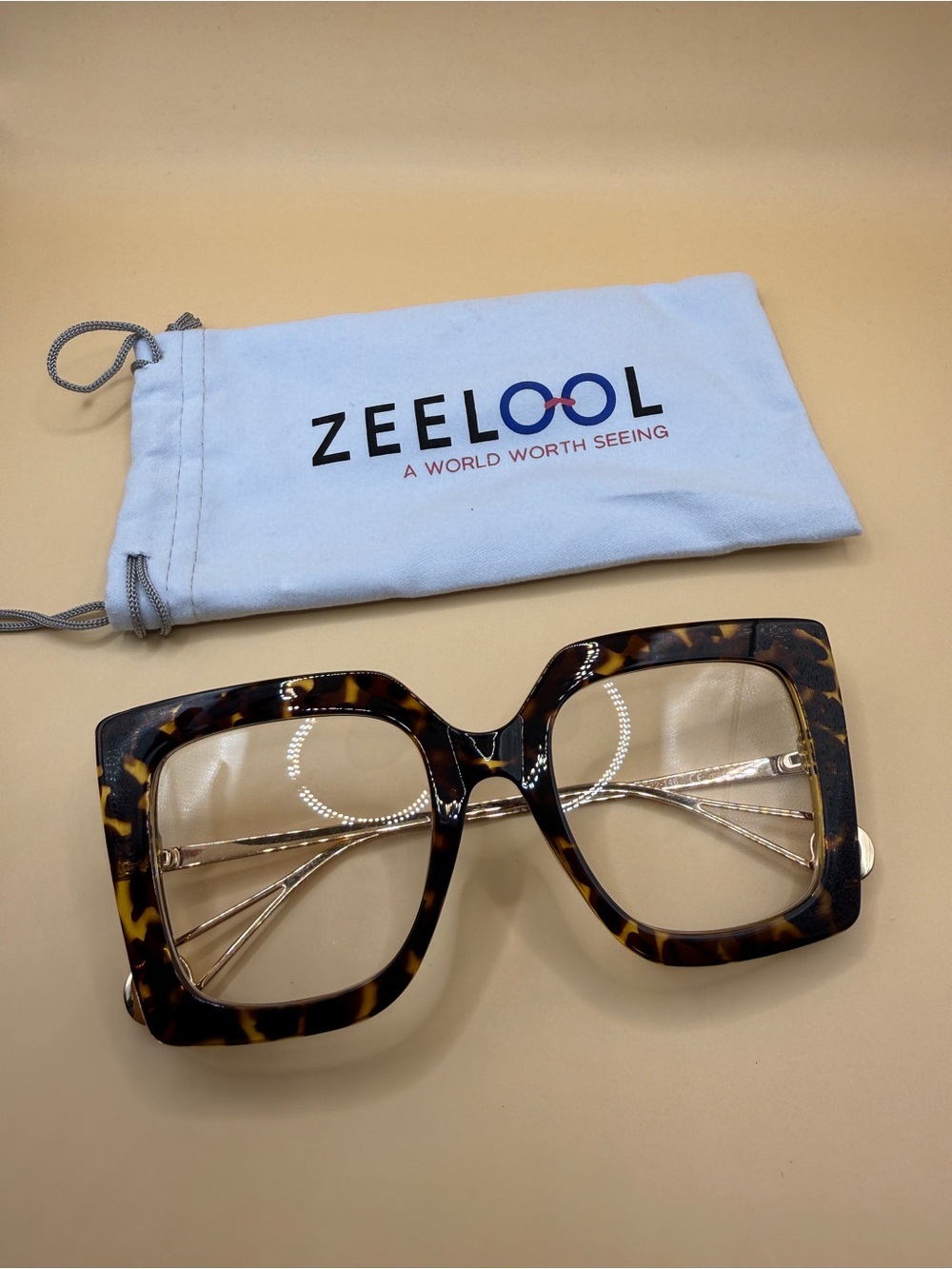 Zeelool Tortoiseshell Square Women’s Glasses, No prescription